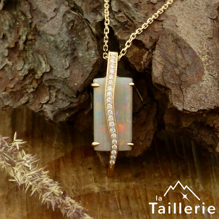 Collier opale diamants - La Taillerie