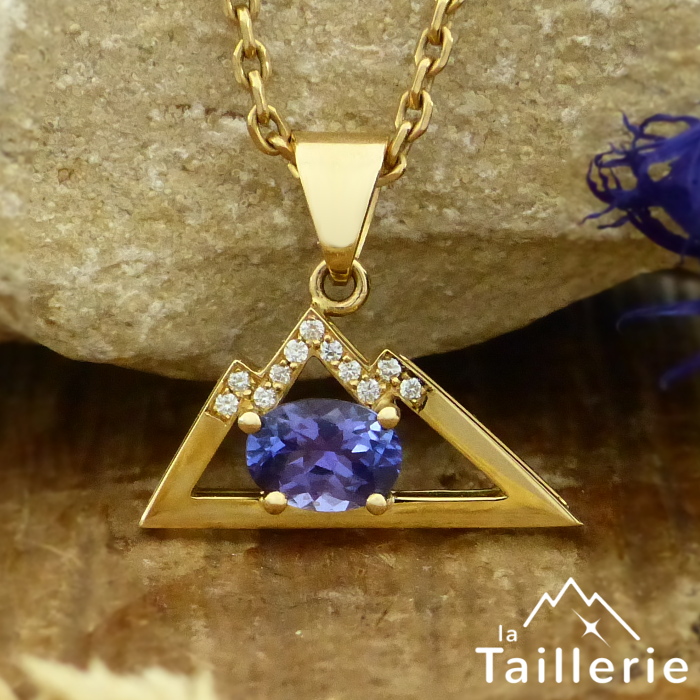 Pendentif moderne tanzanite et diamants - La Taillerie