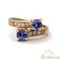 Bague tanzanites et diamants sur de l'or rose, bijou moderne - La Taillerie